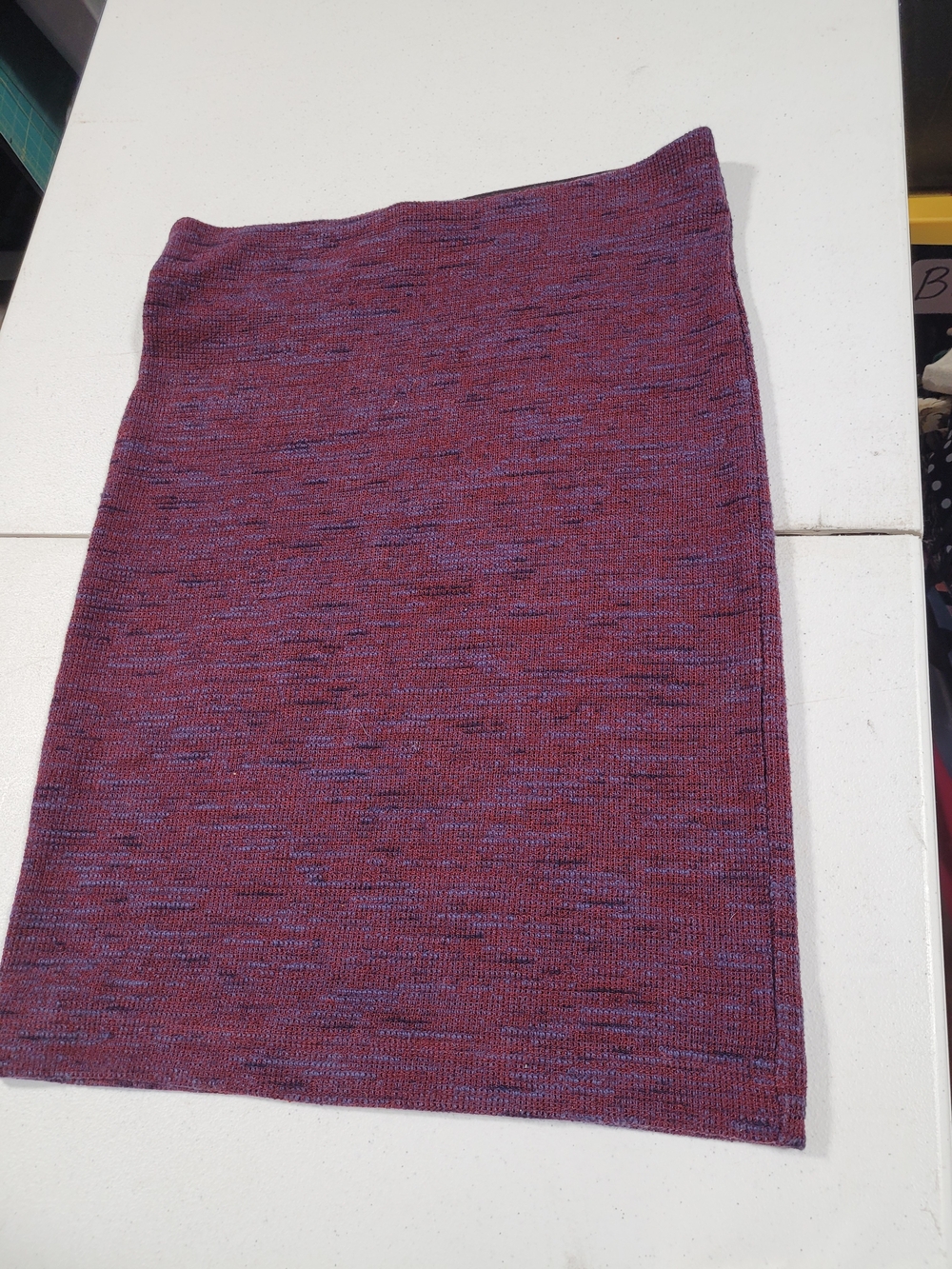 LOFT Marled Plum and Blue Knit Pencil Skirt